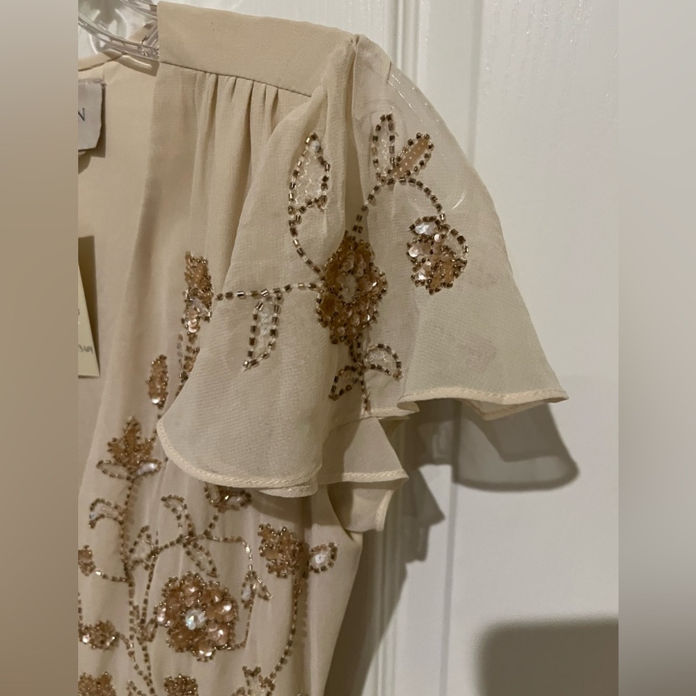 🌺BHLDN Plymouth Wrap Flutter Sleeve Beaded Maxi 👗Gown - Picture 7 of 17